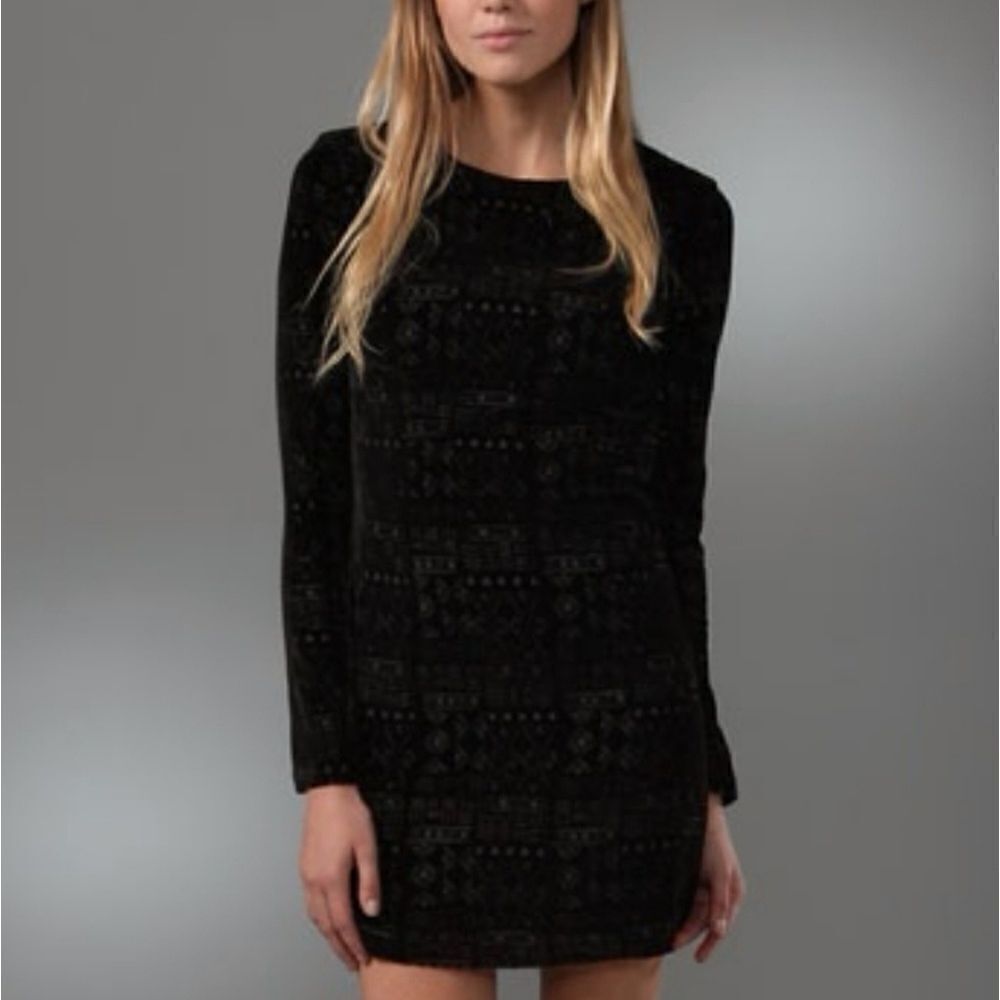 Dolce Vita Black‎ Velvet Aztec Print Mini Dress XS